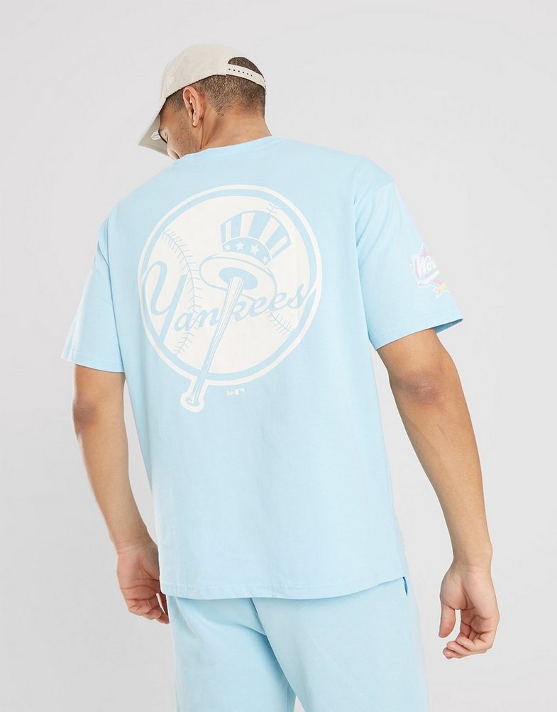 Koszulka, t-shirt męski NEW ERA T-SHIRT MLB PASTEL OS NY YANKEES NEW YORK YANKEES 60357123 Niebieski
