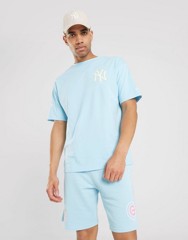 Koszulka, t-shirt męski NEW ERA T-SHIRT MLB PASTEL OS NY YANKEES NEW YORK YANKEES 60357123 Niebieski