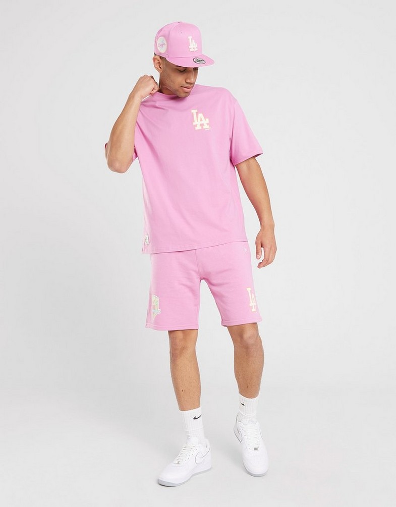 Koszulka, t-shirt męski NEW ERA T-SHIRT MLB PASTEL OS LA DODGERS LOS ANGELES DODGERS 60357124 Różowy