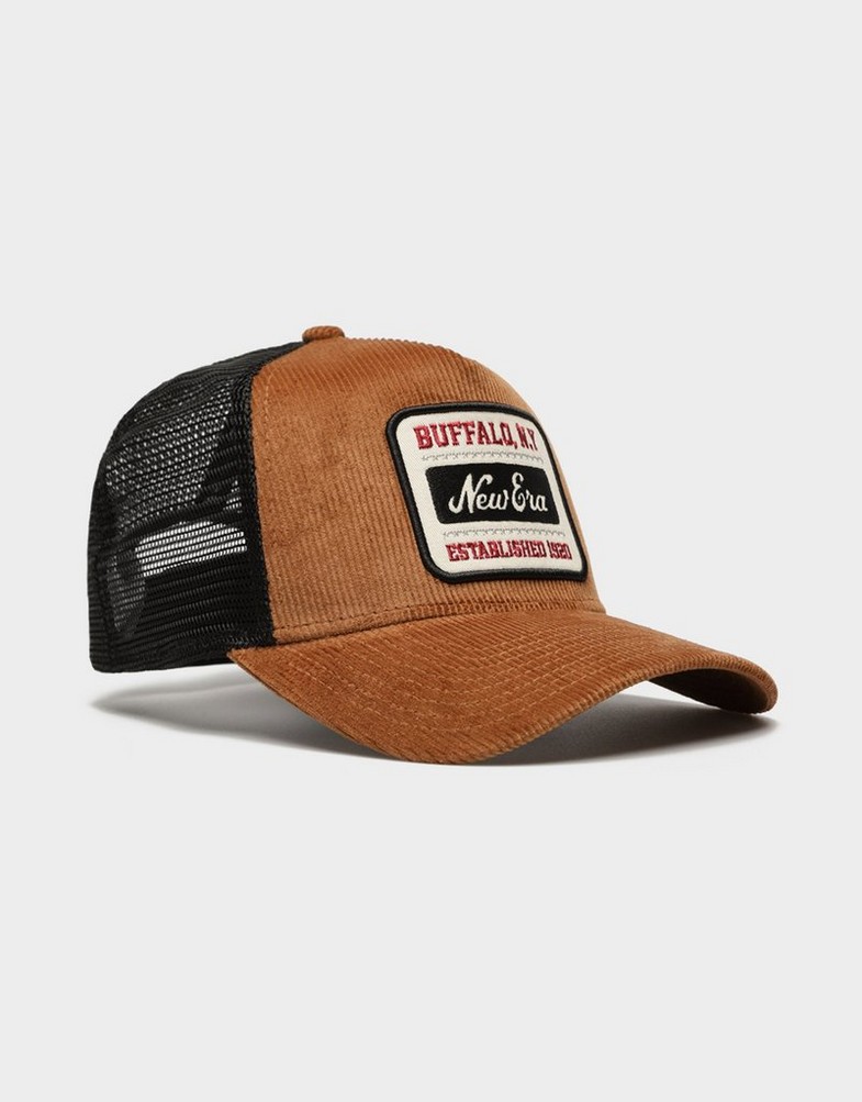 Czapka z daszkiem męska NEW ERA CZAPKA CORD TRUCKER NEWERA BRW NONE 60364187 Brązowy