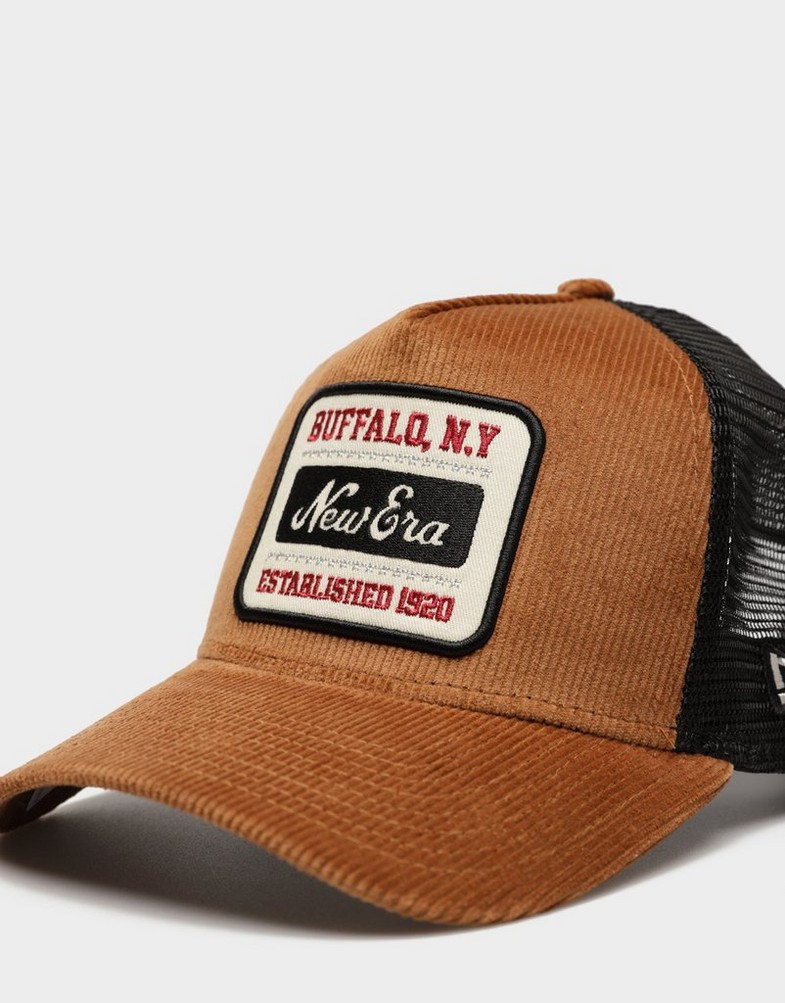 Czapka z daszkiem męska NEW ERA CZAPKA CORD TRUCKER NEWERA BRW NONE 60364187 Brązowy