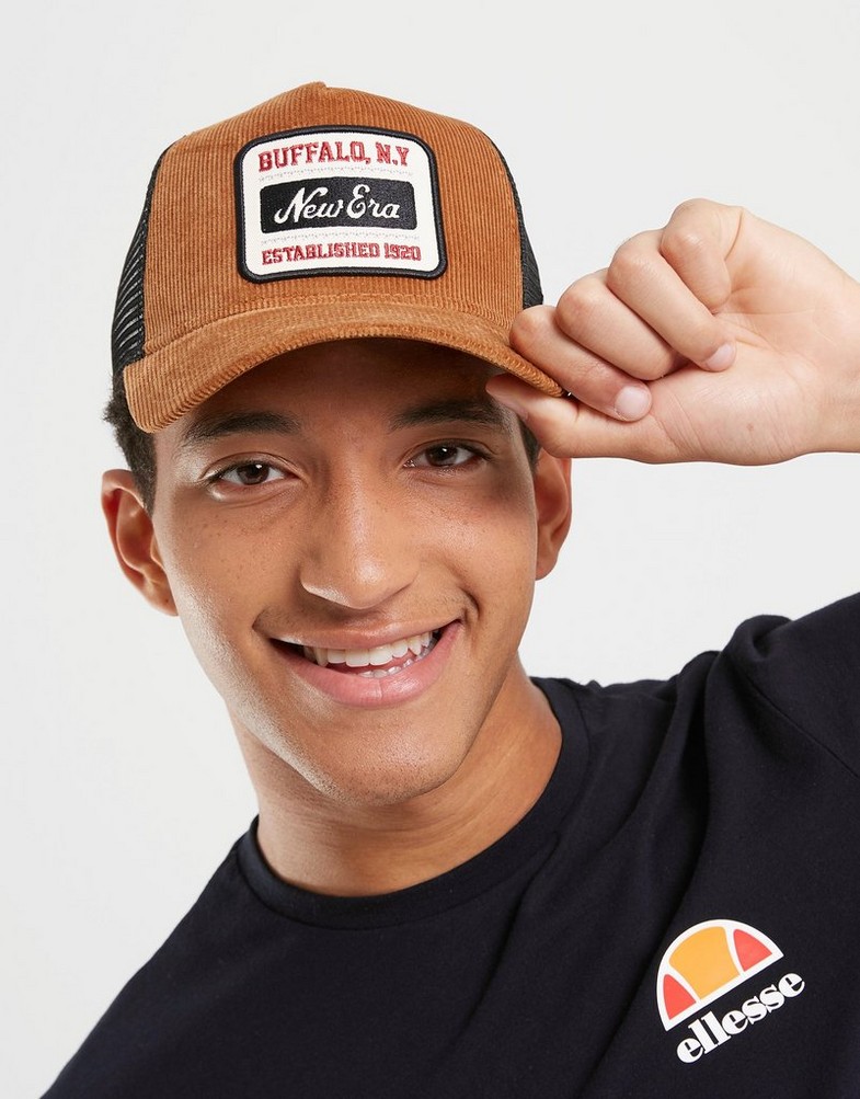 Czapka z daszkiem męska NEW ERA CZAPKA CORD TRUCKER NEWERA BRW NONE 60364187 Brązowy