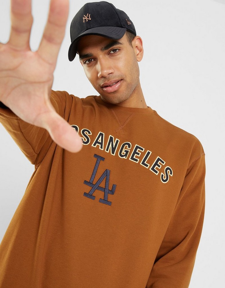 LA Dodgers MLB Large Logo Brown Crew Neck Sweatshirt