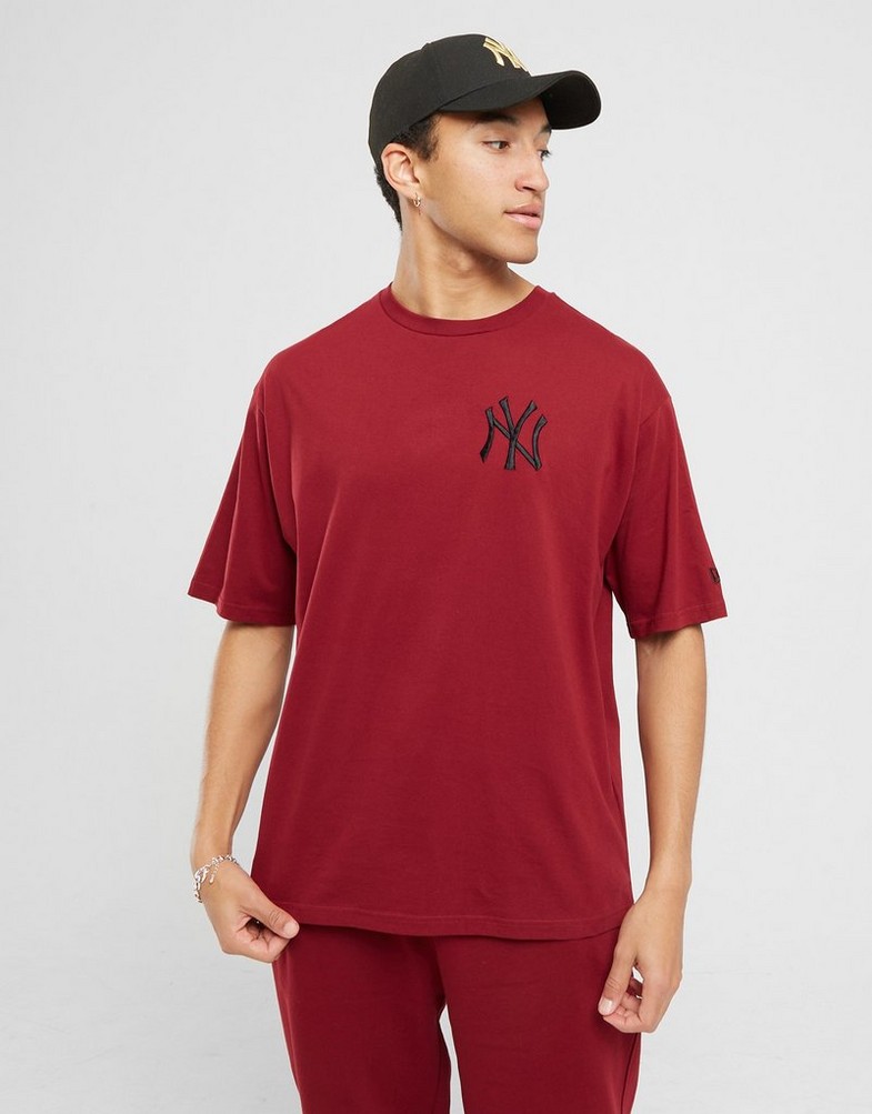 Koszulka, t-shirt męski NEW ERA T-SHIRT LE LC OS NYY NEW YORK YANKEES 60424360 Bordowy
