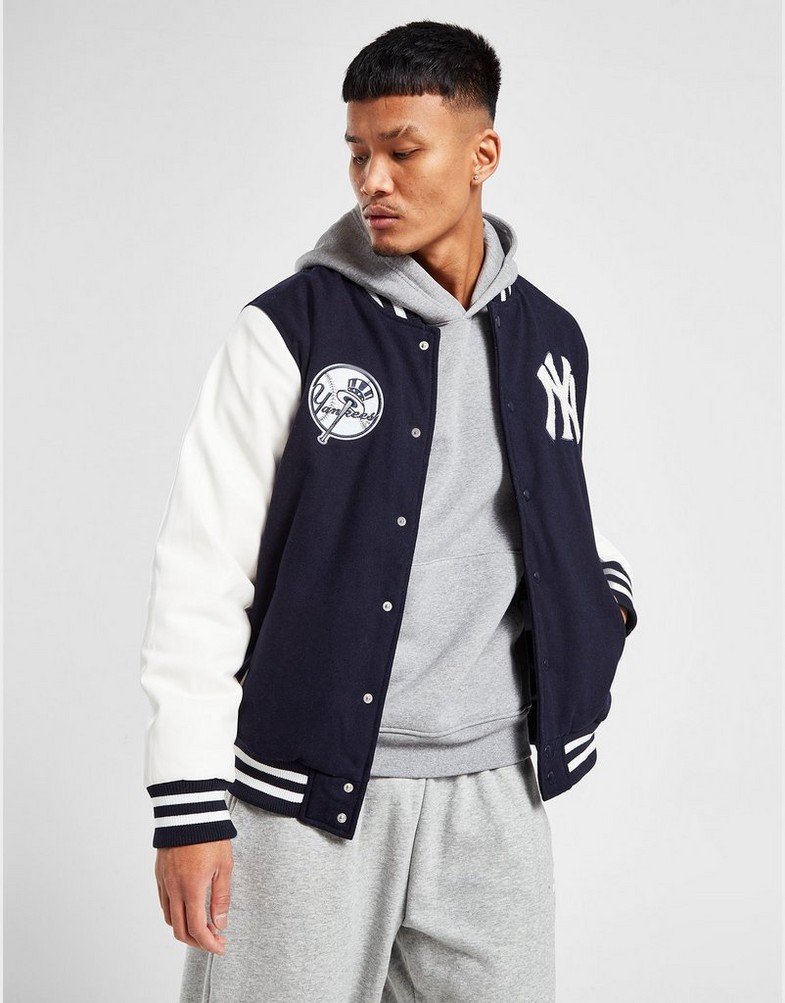 Koszulka, t-shirt męski NEW ERA KRÓTKI RĘKAW MLB NEW YORK YANKEES VARSITY JACKET 60301348 Niebieski