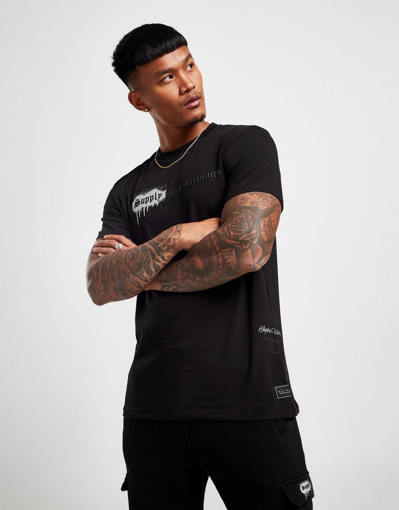 Koszulka, t-shirt męski SUPPLY & DEMAND T-SHIRT MARKER TEE SUPTM16357 Czarny