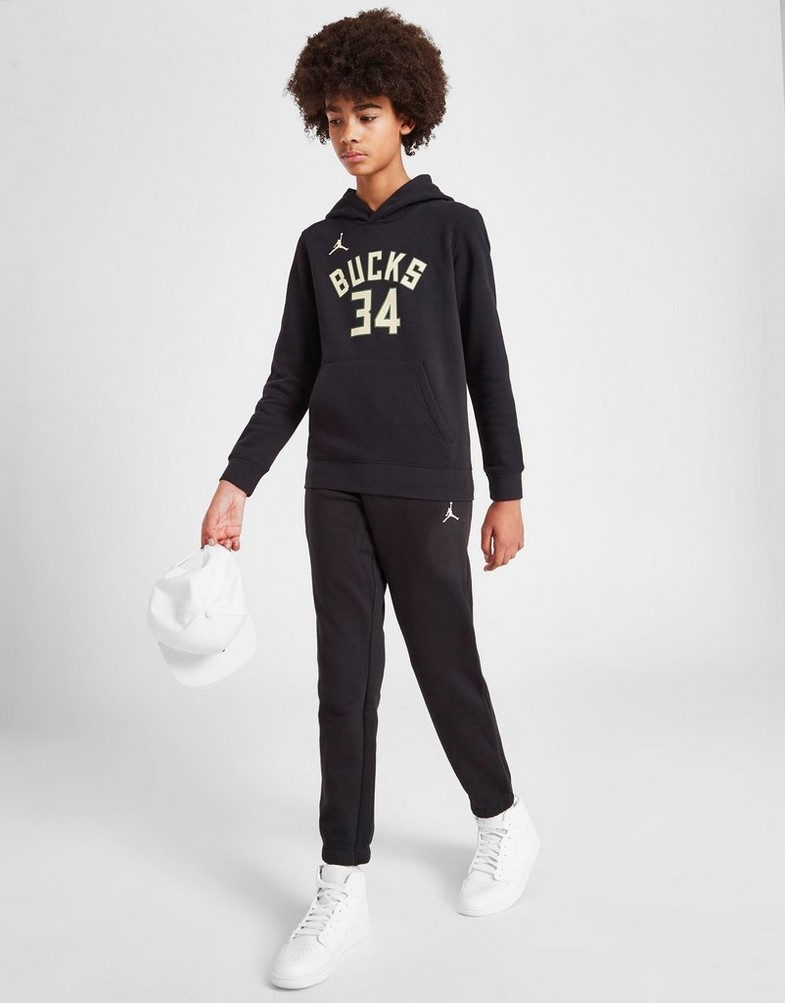 Koszulka, t-shirt dziecięcy NIKE KRÓTKI RĘKAW NBA MILWAUKEE BUCKS GIANNIS #34 HOODIE JUNIOR Z2B7HDCVMIL Czarny