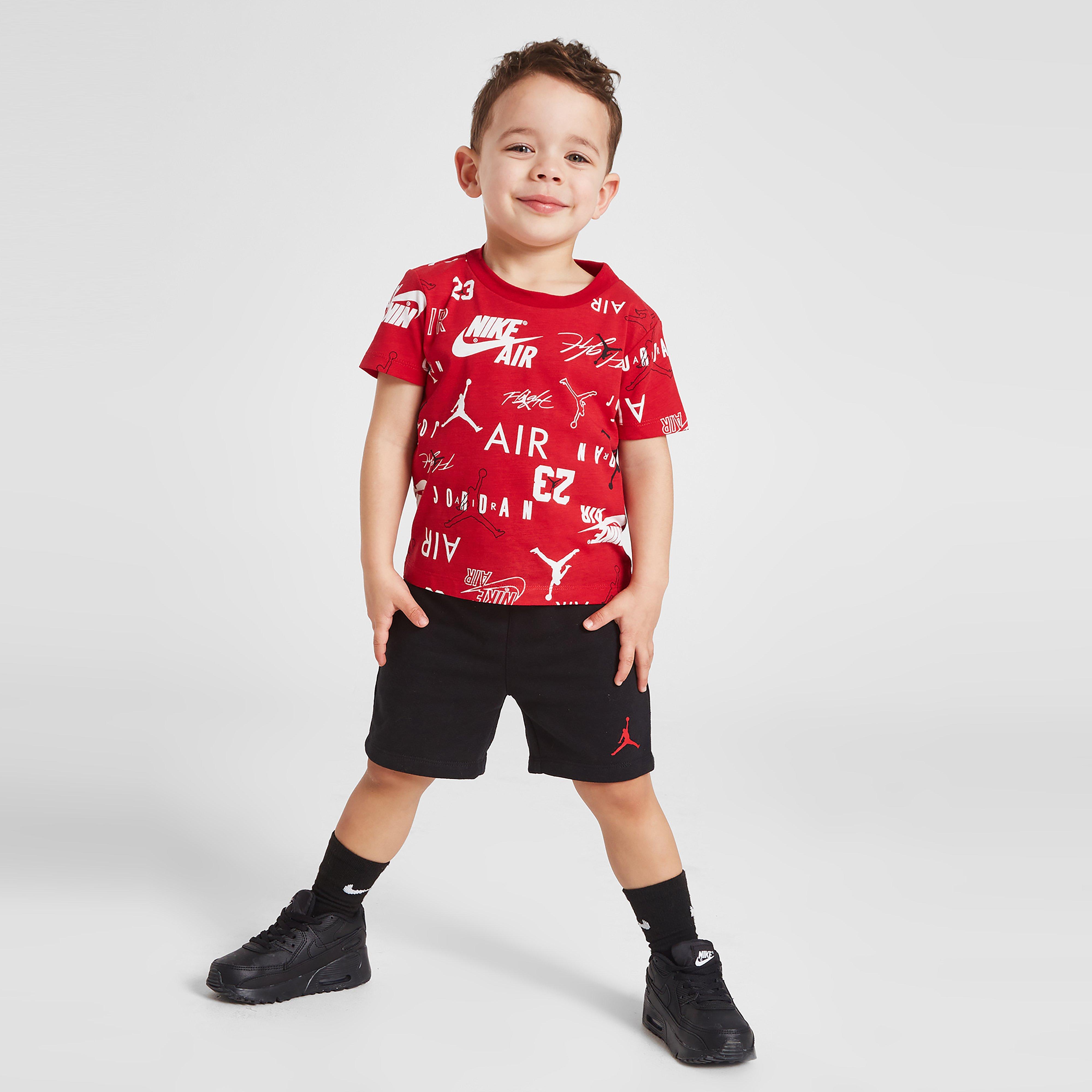 Trening pentru copii JORDAN SET AOP MIX T/SHRT ST RED/BLK