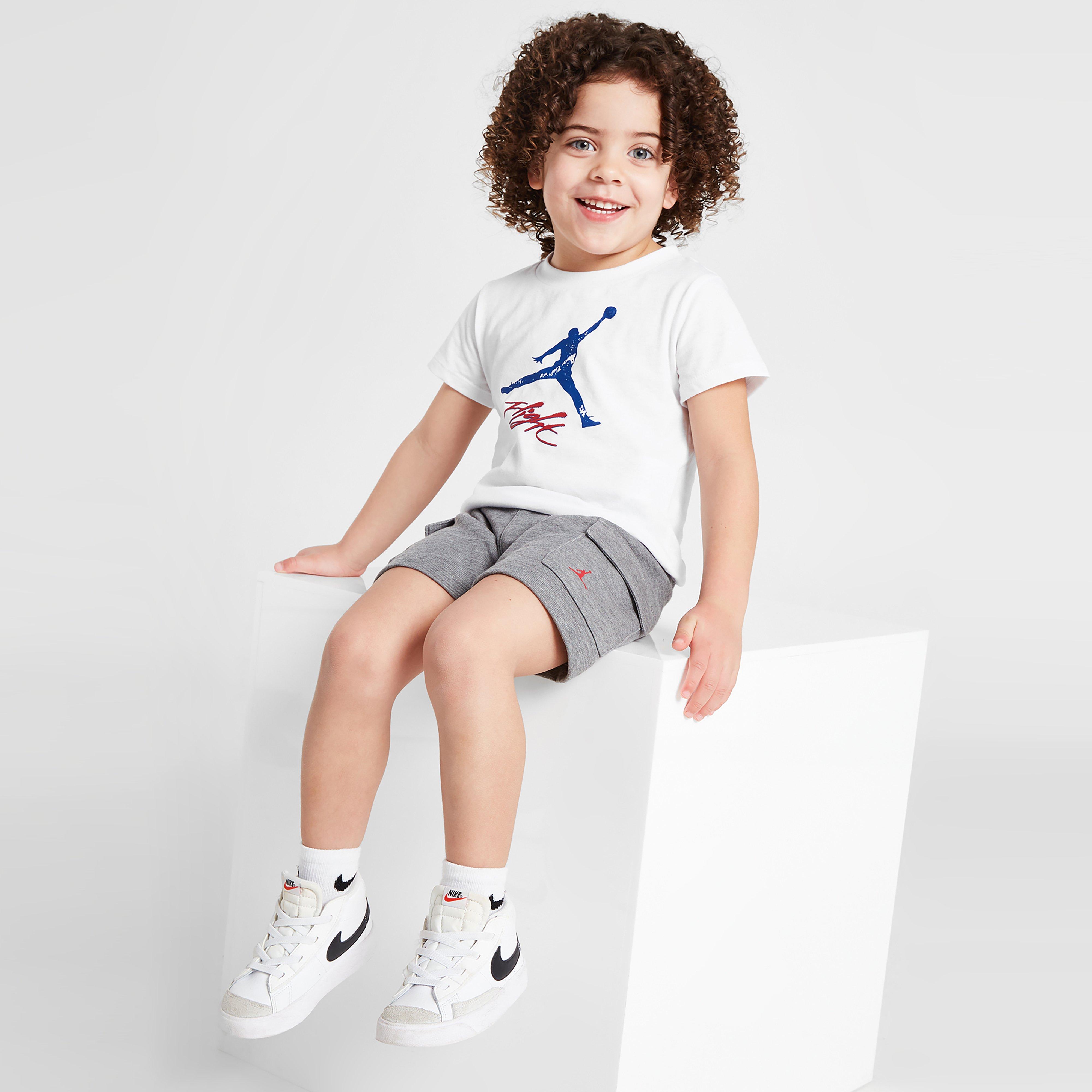 Trening pentru copii JORDAN SET FLIGHT CRGO T/SHRT ST WH/GRY