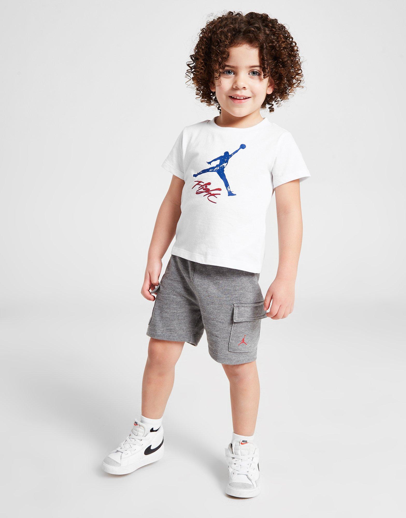 Komplet dresowy dziecięcy JORDAN KOMPLET FLIGHT CRGO T/SHRT ST WH/GRY 55C321-GEH Biały