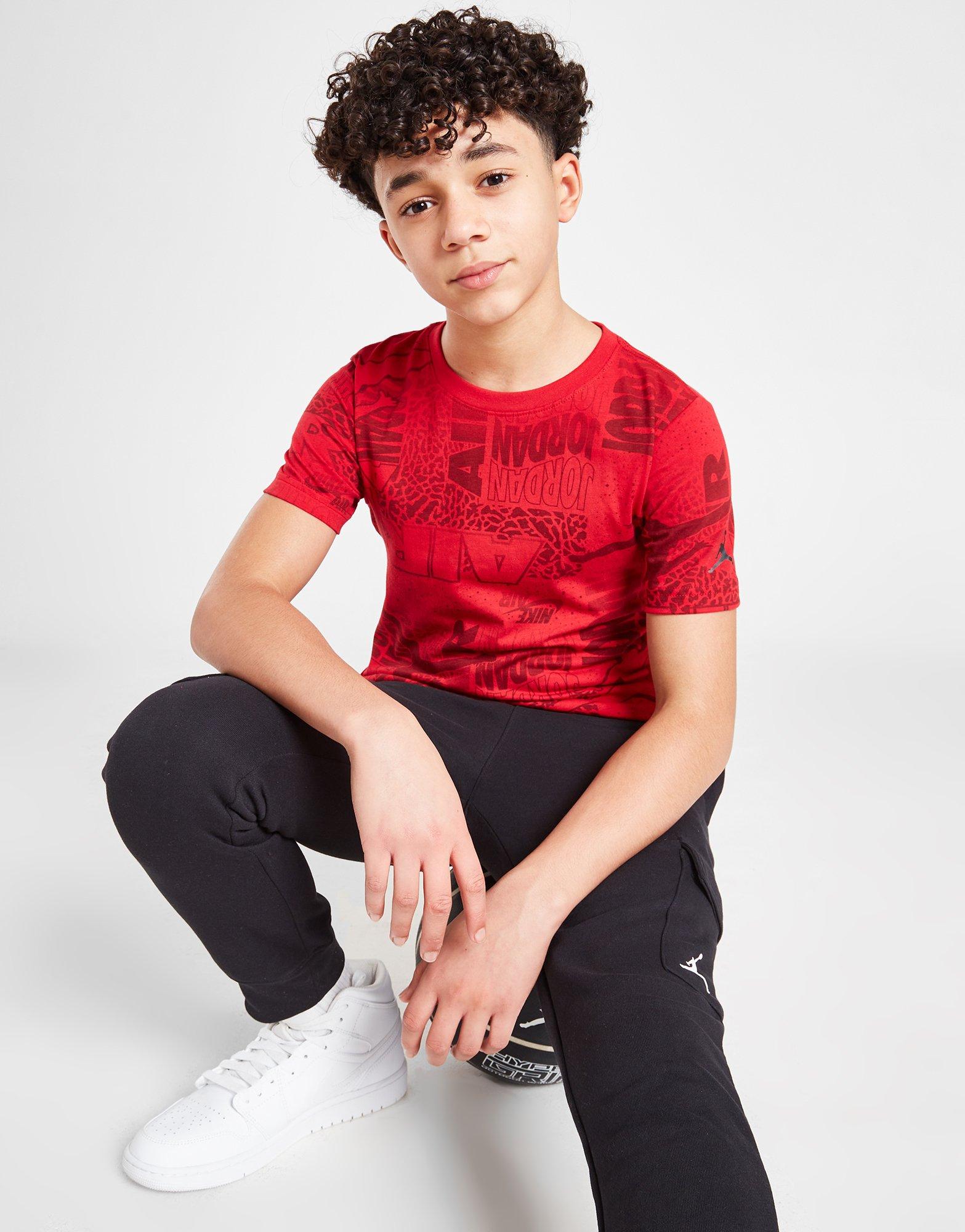 Vaikiški marškinėliai JORDAN MARŠKINĖLIAI NEW WAVE AOP RED 95C258-R78 Raudona