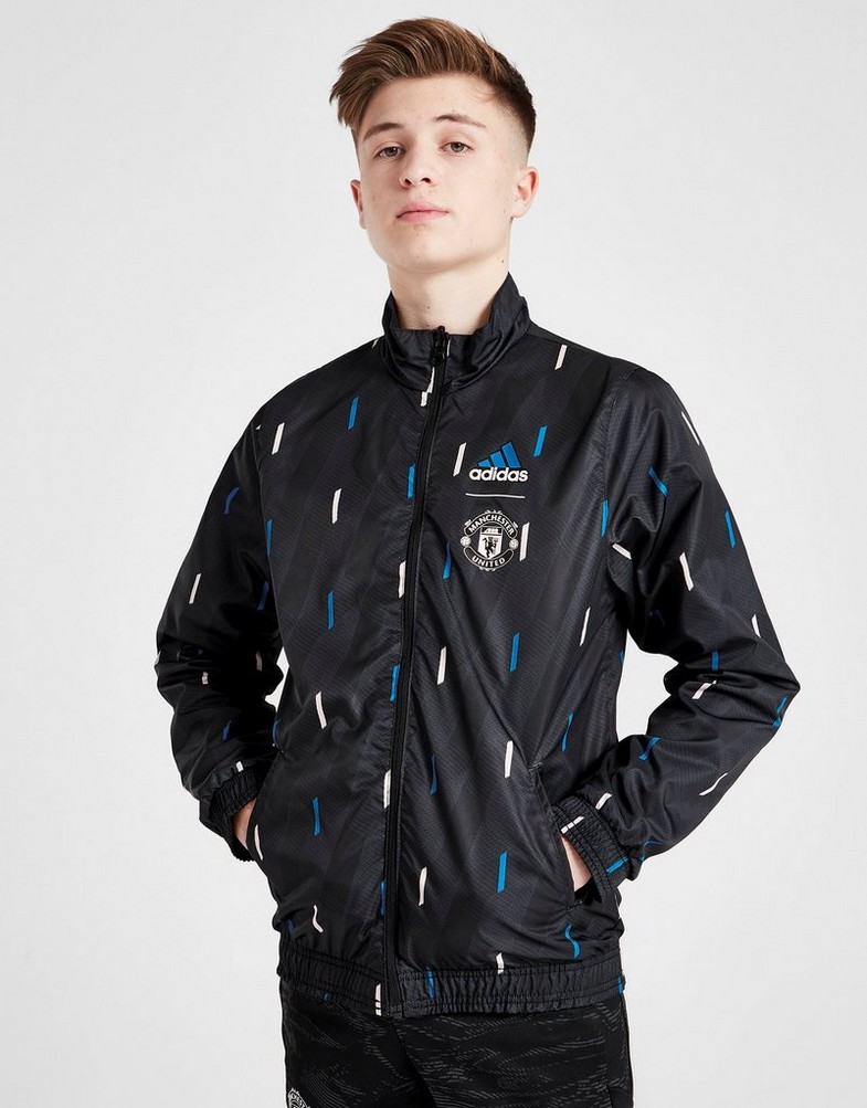 Koszulka, t-shirt dziecięcy ADIDAS KRÓTKI RĘKAW MANCHESTER UNITED FC ANTHEM JACKET JUNIOR HT1996 Czarny