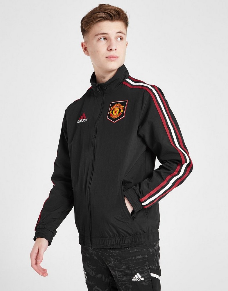 Koszulka, t-shirt dziecięcy ADIDAS KRÓTKI RĘKAW MANCHESTER UNITED FC ANTHEM JACKET JUNIOR HT1996 Czarny