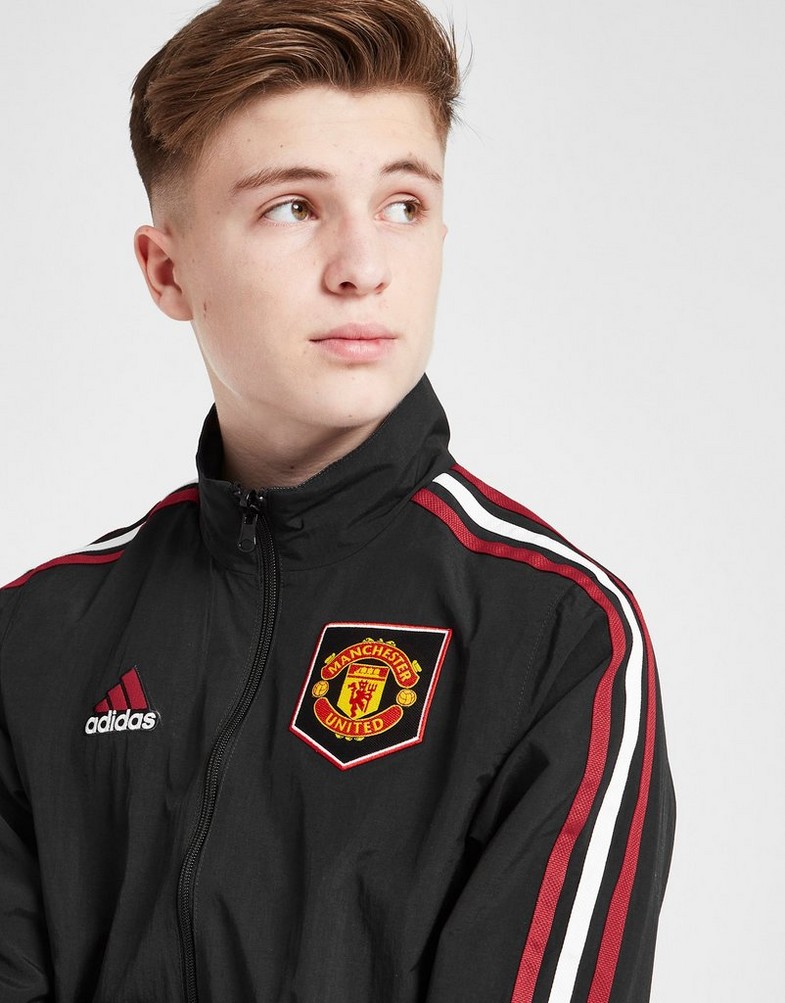 Koszulka, t-shirt dziecięcy ADIDAS KRÓTKI RĘKAW MANCHESTER UNITED FC ANTHEM JACKET JUNIOR HT1996 Czarny