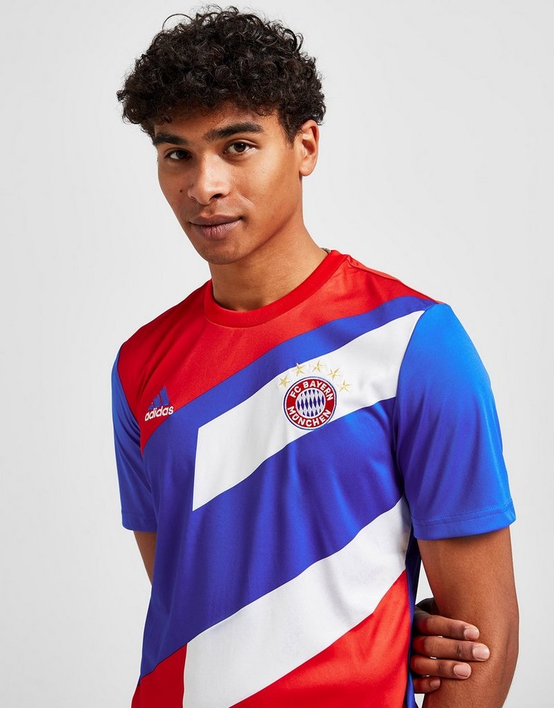 Koszulka, t-shirt męski ADIDAS KRÓTKI RĘKAW FC BAYERN MUNICH PRE MATCH SHIRT HU1261 Czerwony