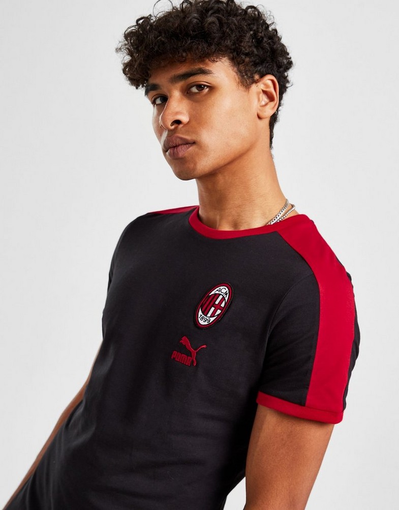 Koszulka, t-shirt męski PUMA KRÓTKI RĘKAW AC MILAN T7 T-SHIRT 76934901 Czarny