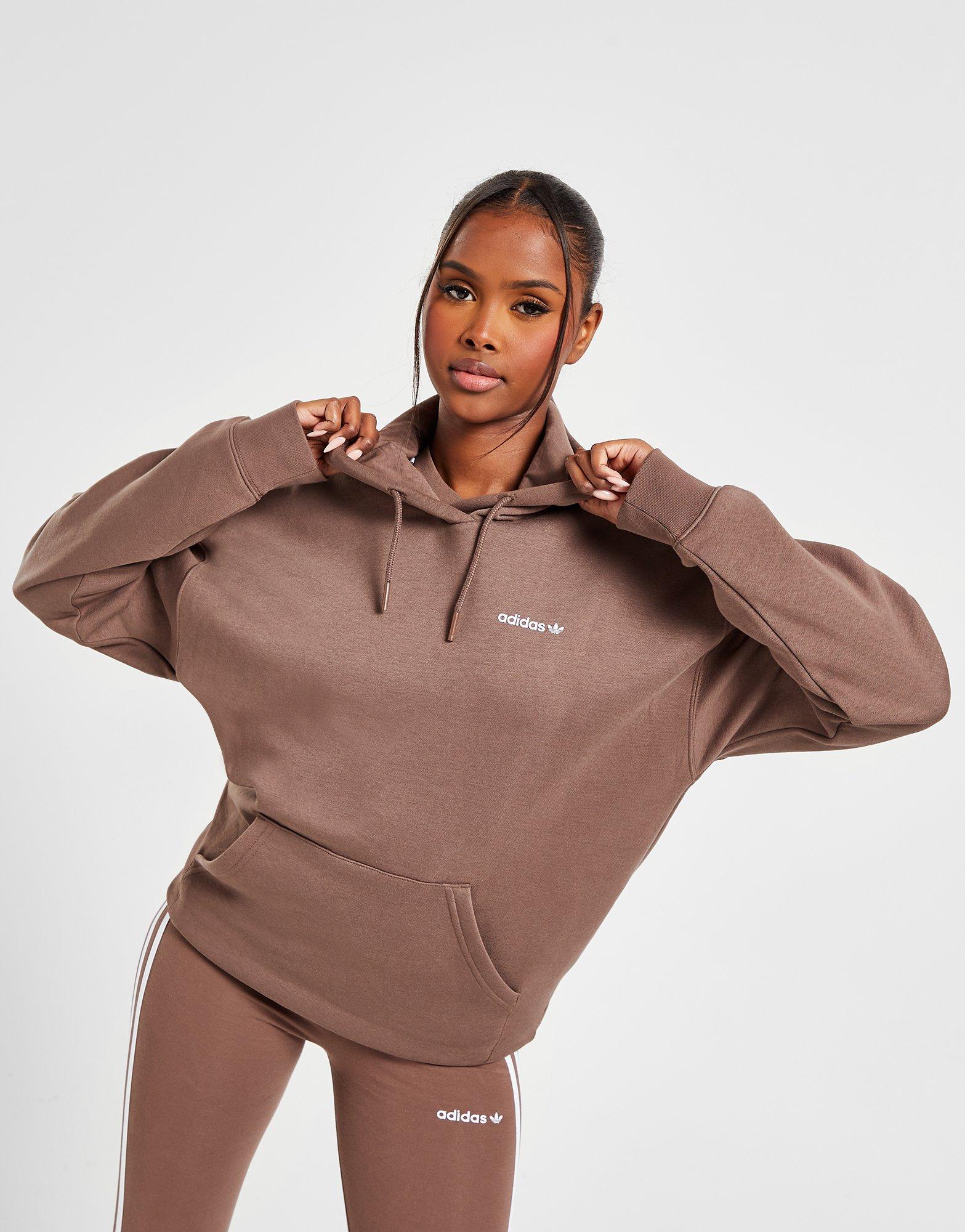 Dámska mikina ADIDAS MIKINA S KAPUCŇOU LINEAR HD BRN/WHT SWEATSHIRT HY3818 Hnedá