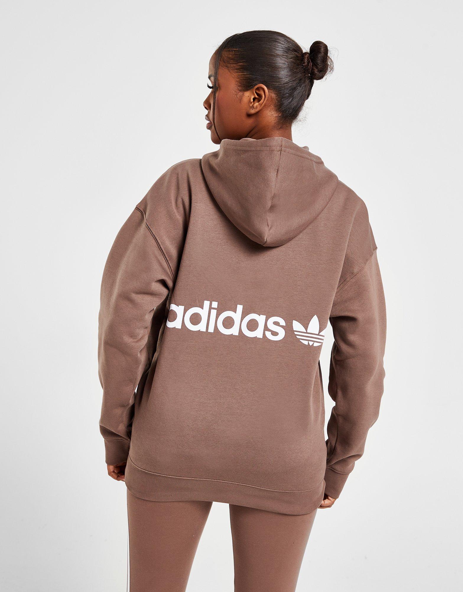 Dámska mikina ADIDAS MIKINA S KAPUCŇOU LINEAR HD BRN/WHT SWEATSHIRT HY3818 Hnedá