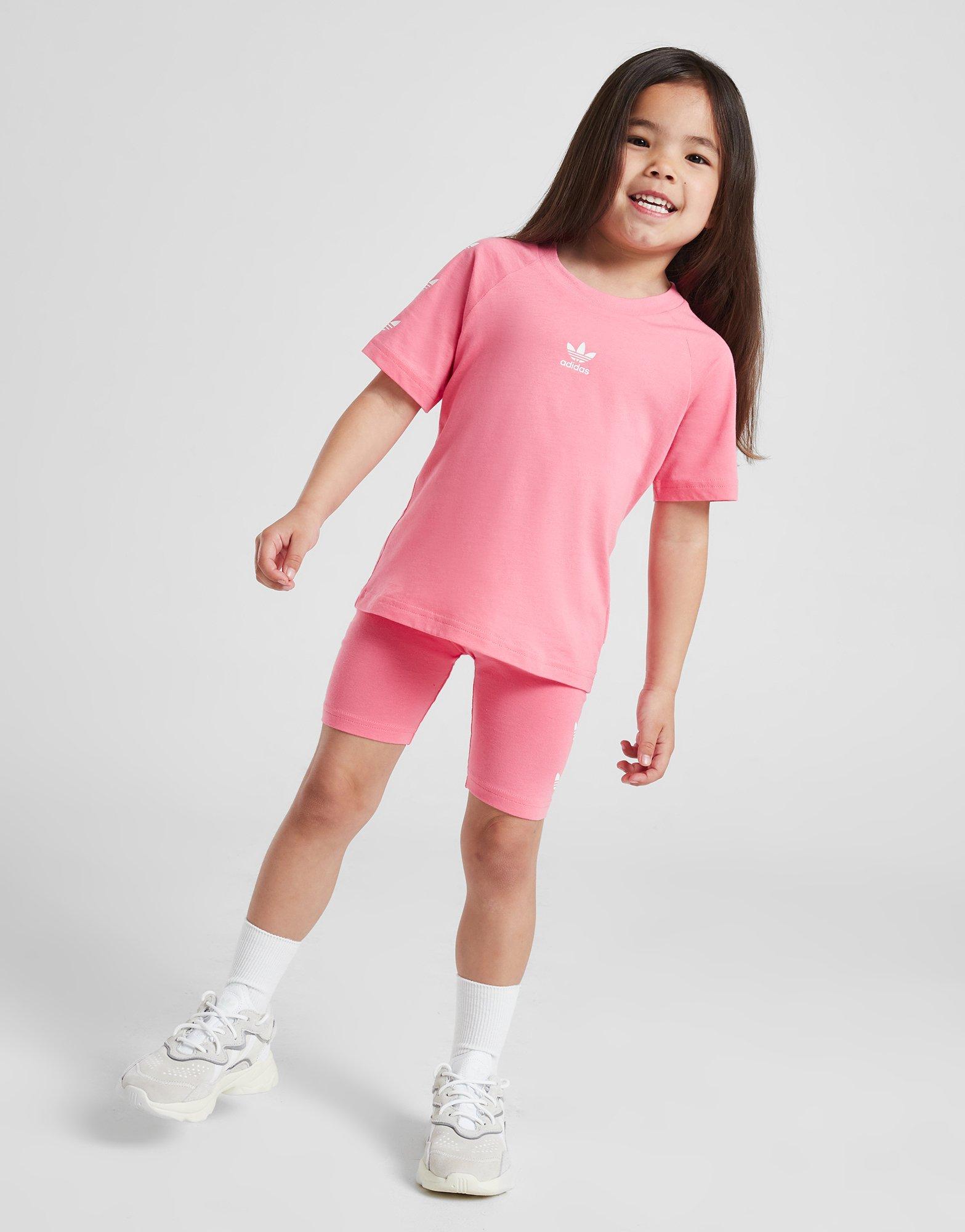 Vaikiški sportiniai kostiumai ADIDAS KOMPLEKTAS TEE&CYCLE SHORT IL1171 Rožinė