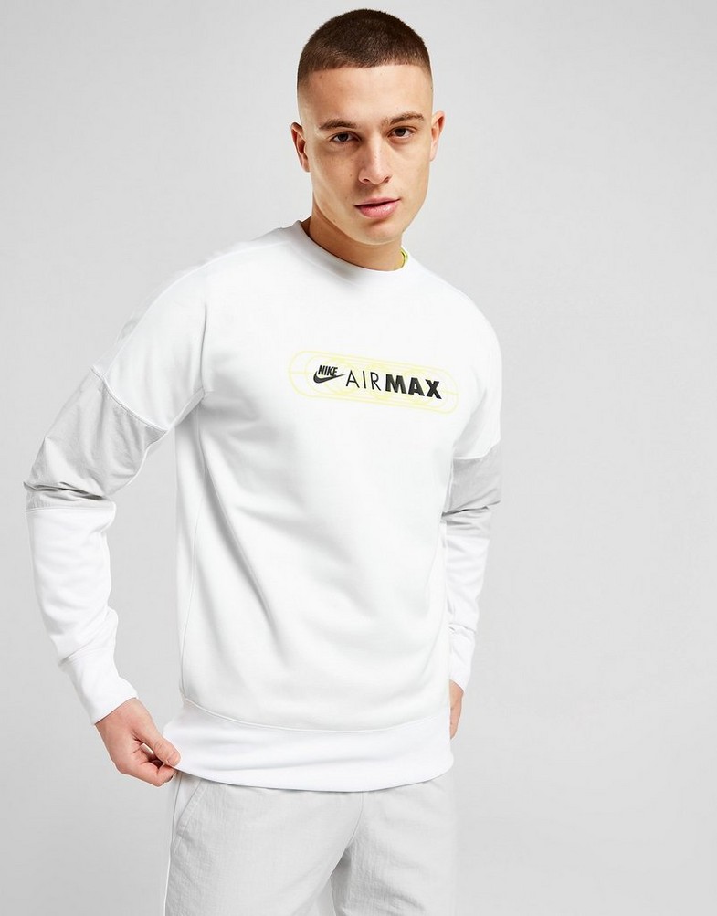 Bluza męska NIKE BLUZA MAX PK CREW WHT/VLT SWEATSHIRT FB1437-100 Biały