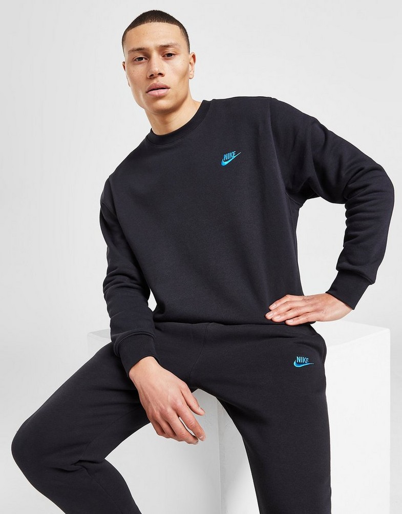 Bluza męska NIKE BLUZA FDTN CREW BLK/BLU SWEATSHIRT DQ8383-011 Czarny