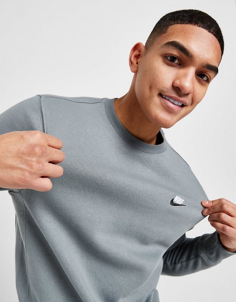 Bluza męska NIKE BLUZA FDTN CREW D.GRY/WHT SWEATSHIRT DQ8383-085 Szary