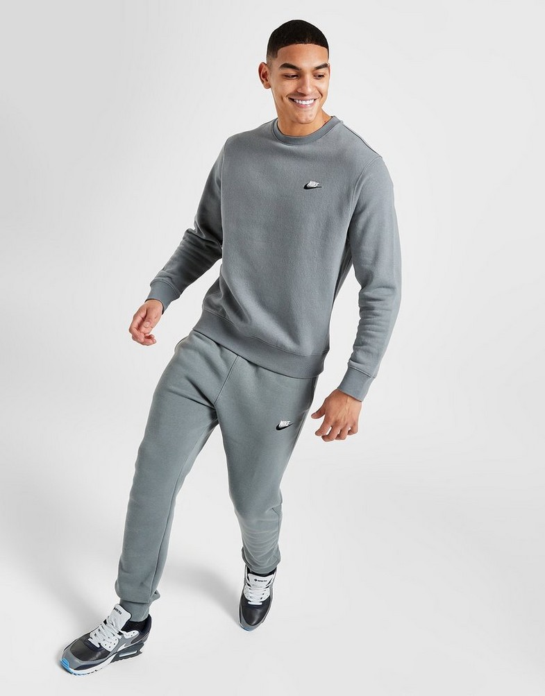 Bluza męska NIKE BLUZA FDTN CREW D.GRY/WHT SWEATSHIRT DQ8383-085 Szary