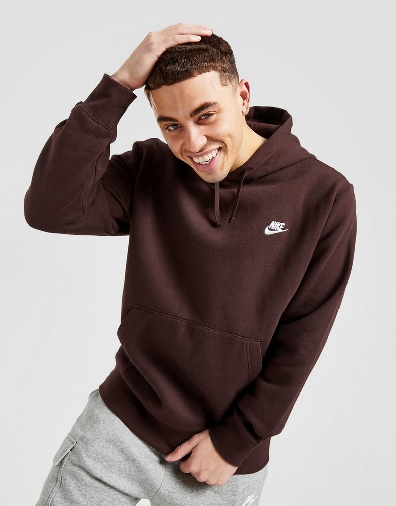 Bluza męska NIKE BLUZA Z KAPTUREM SPORTSWEAR CLUB FLEECE BV2654-227 Brązowy