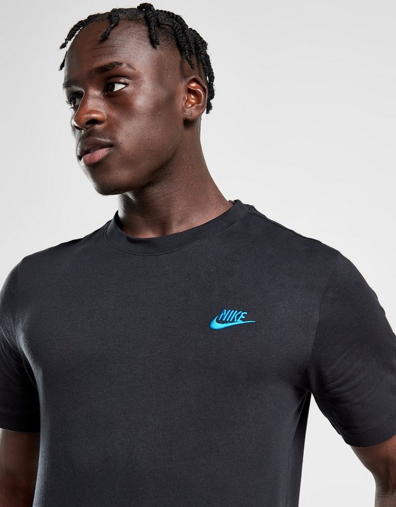 Koszulka, t-shirt męski NIKE T-SHIRT CORE TEE BLK/BLU TEE FD1184-010 Czarny