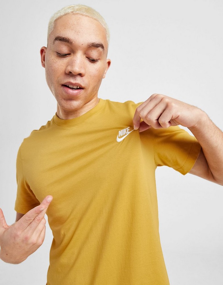 Koszulka, t-shirt męski NIKE T-SHIRT SPORTSWEAR CLUB AR4997-725 Musztardowy