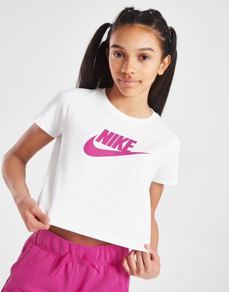 Koszulka, t-shirt dziecięcy NIKE T-SHIRT (G)NSW FUTURA CRP T WH/PK SWEATSHIRT DA6925-106 Biały