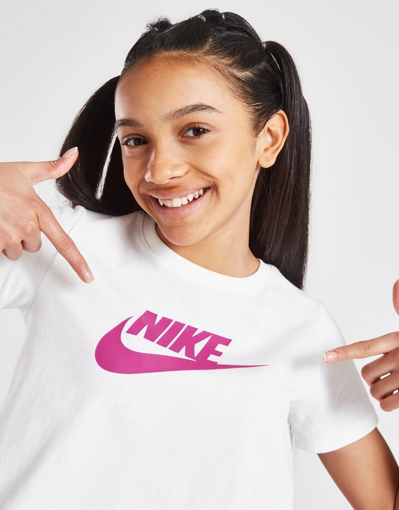Koszulka, t-shirt dziecięcy NIKE T-SHIRT (G)NSW FUTURA CRP T WH/PK SWEATSHIRT DA6925-106 Biały