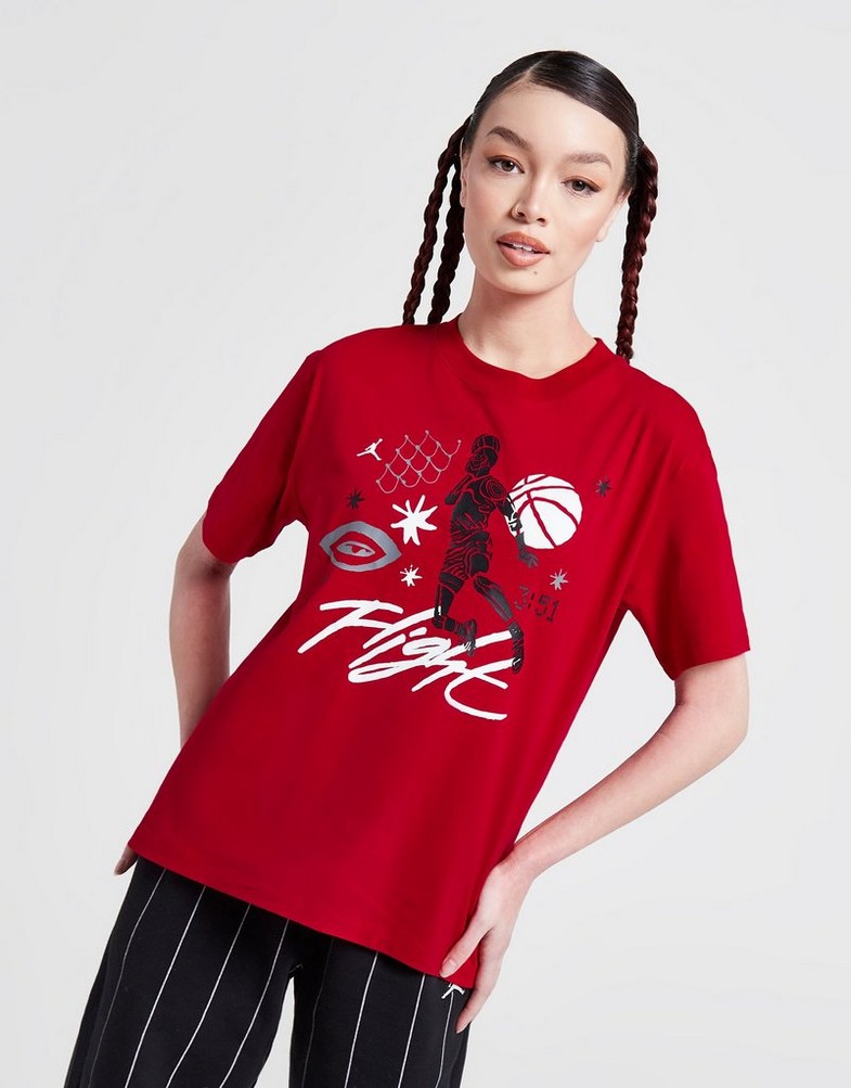 Koszulka, t-shirt damski JORDAN T-SHIRT JDN FLIGHT GR T RED TEE DX0394-687 Czerwony