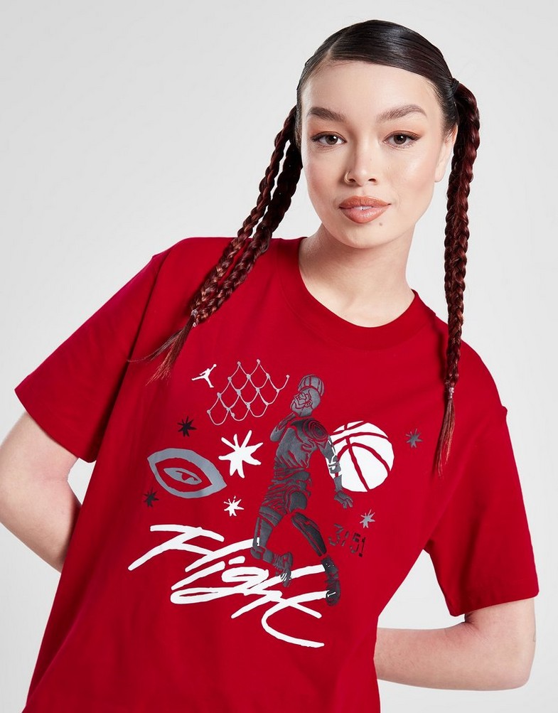 Koszulka, t-shirt damski JORDAN T-SHIRT JDN FLIGHT GR T RED TEE DX0394-687 Czerwony