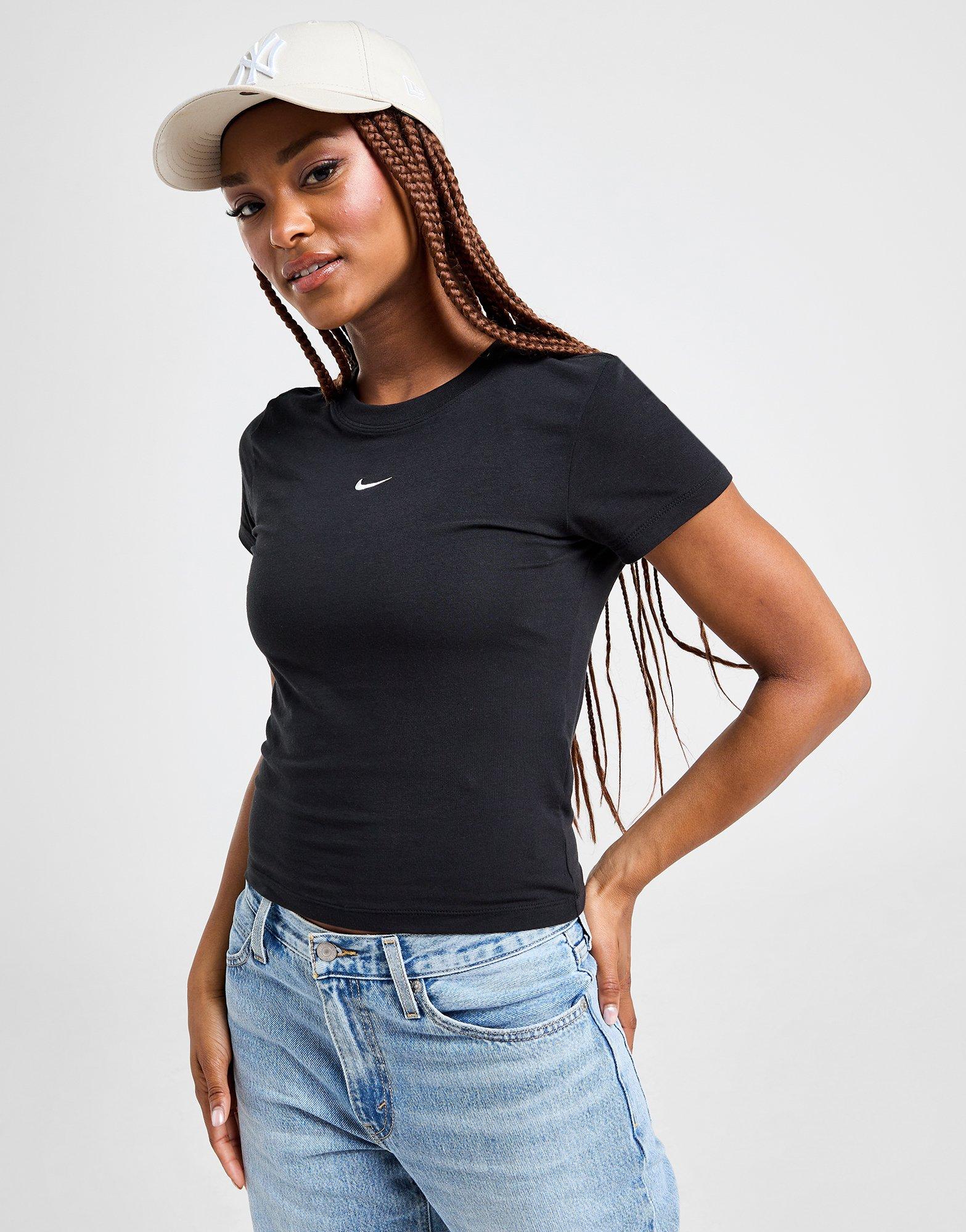 Жіночі футболки NIKE ФУТБОЛКА W NSW TEE ESSNTL SLIM CRP LBR FB2873-010 Чорний