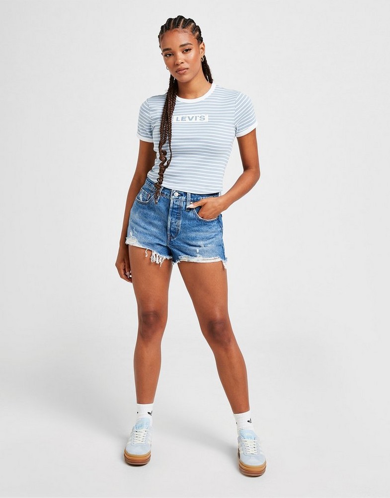 Krótkie spodenki, szorty damskie LEVI'S SZORTY 501 ORIGINAL SHORT 56327-0081 Niebieski