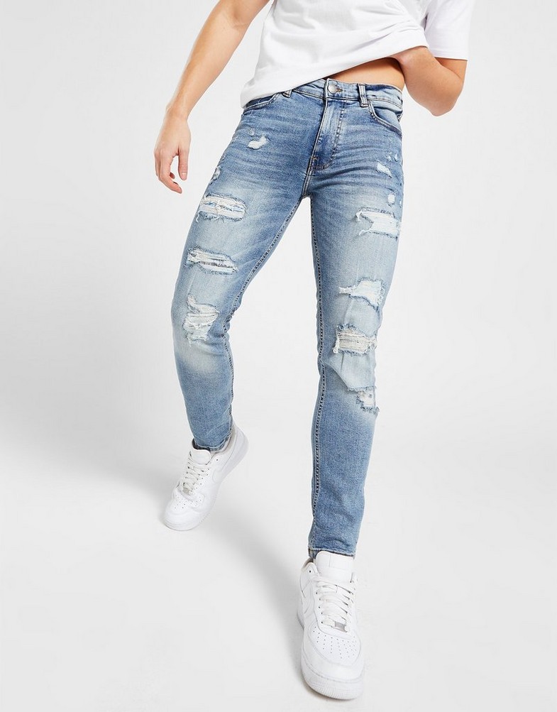 SUPPLY & DEMAND SPODNIE BANDANA MULTI MID JEANS SUPTM16533 Niebieski