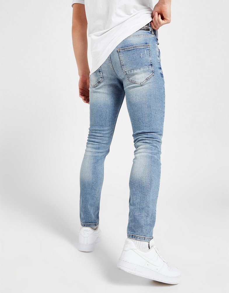 SUPPLY & DEMAND SPODNIE BANDANA MULTI MID JEANS SUPTM16533 Niebieski