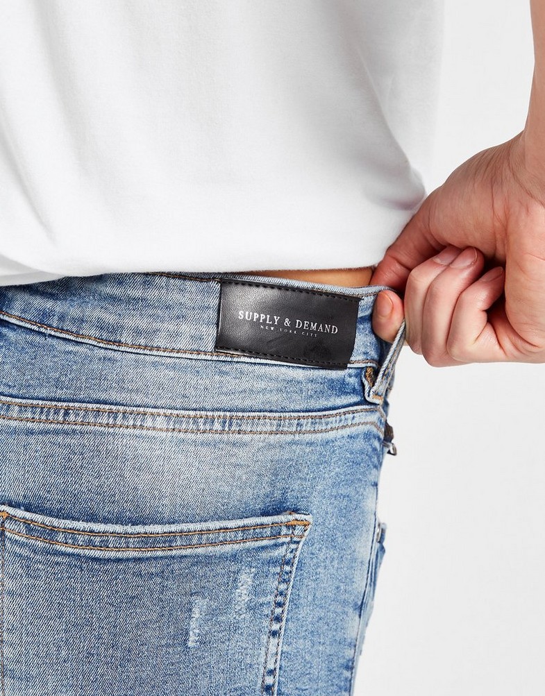 SUPPLY & DEMAND SPODNIE BANDANA MULTI MID JEANS SUPTM16533 Niebieski