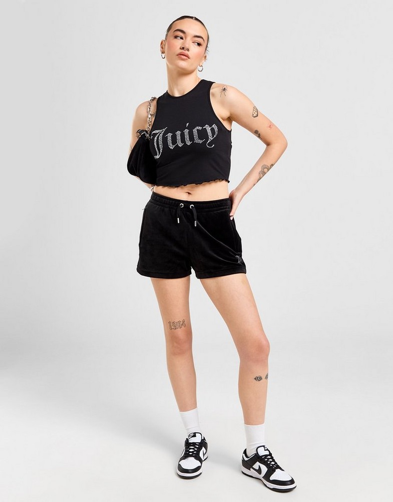 Női top JUICY COUTURE TOP DMNT HEM TANK BLK