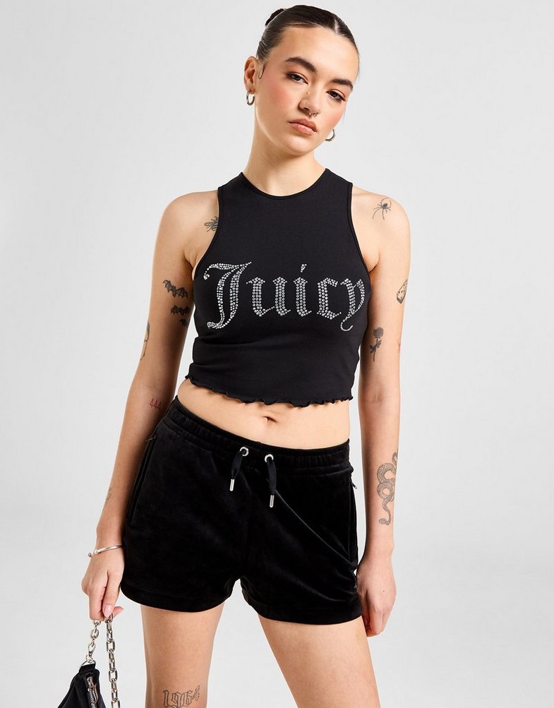 Női top JUICY COUTURE TOP DMNT HEM TANK BLK