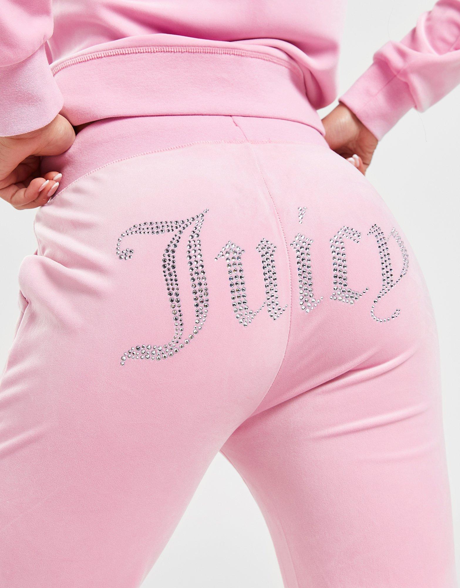 JUICY COUTURE SPODNIE DMNT LOGO VLR PANT PNK JCJDW187346 Różowy