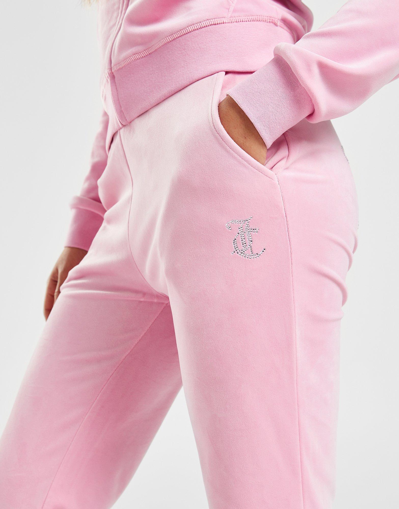JUICY COUTURE SPODNIE DMNT LOGO VLR PANT PNK JCJDW187346 Różowy