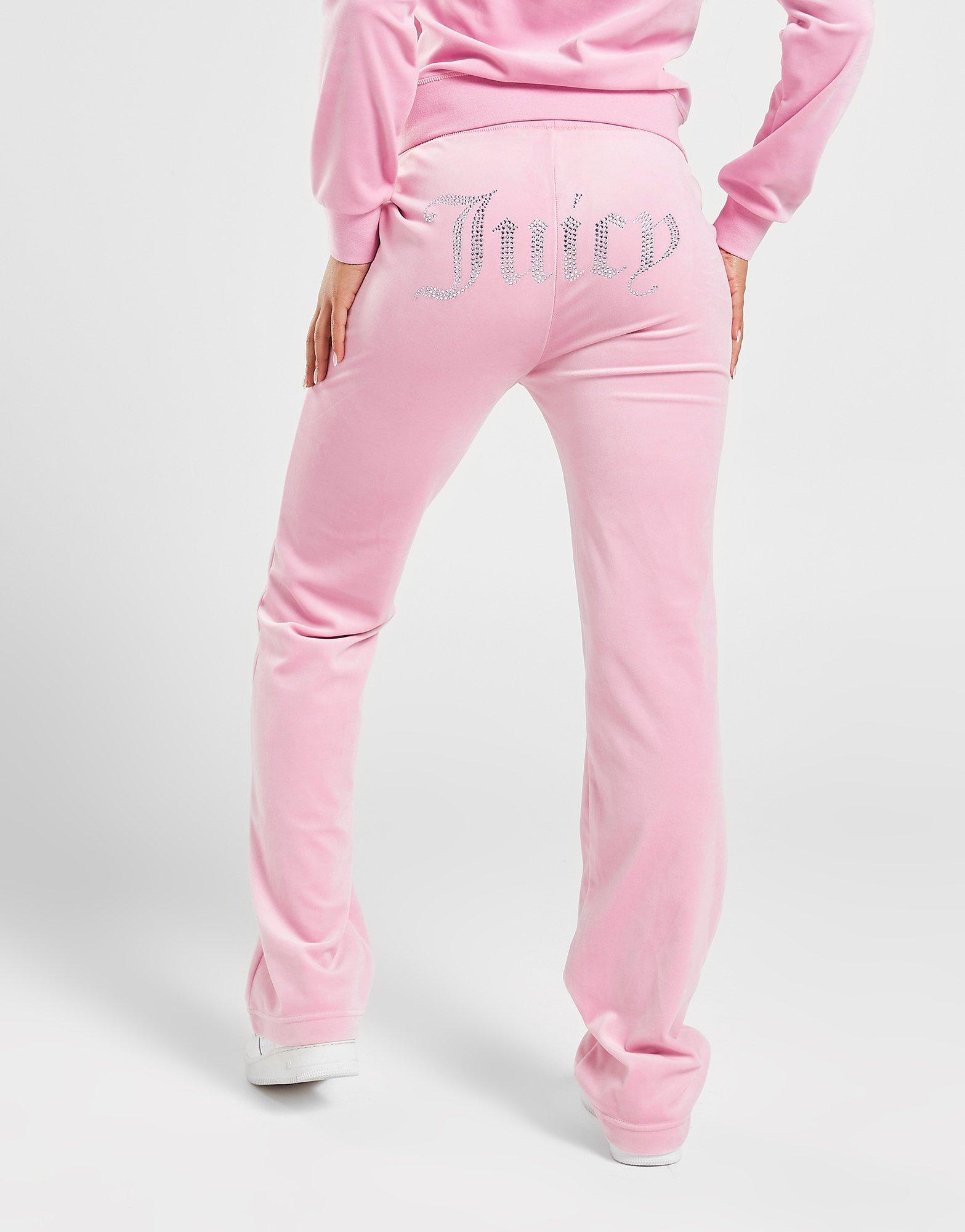 JUICY COUTURE SPODNIE DMNT LOGO VLR PANT PNK JCJDW187346 Różowy