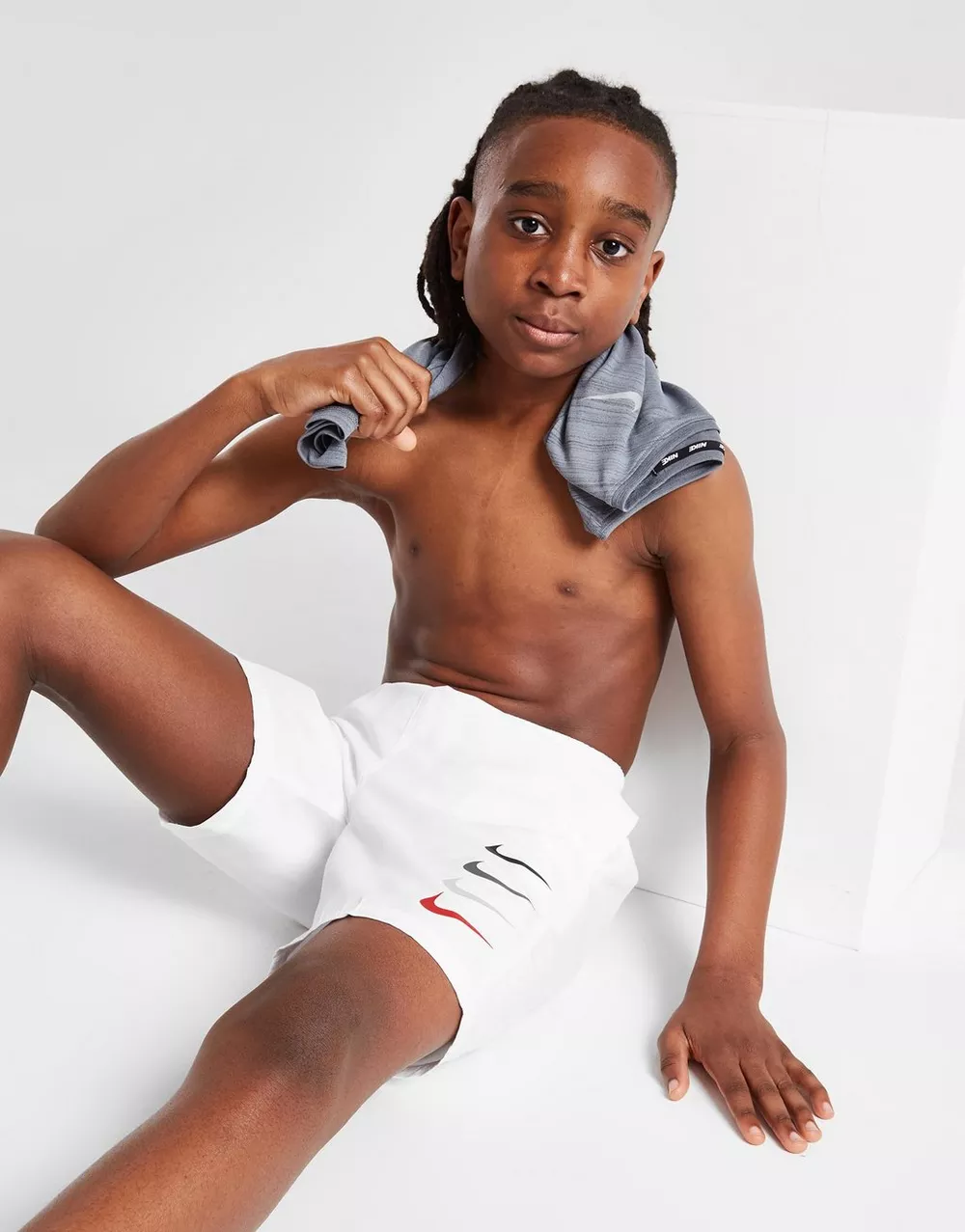 NIKE SWIM ШОРТИ STACKED SWOOSH SWIM WHT, фото 1 з 5