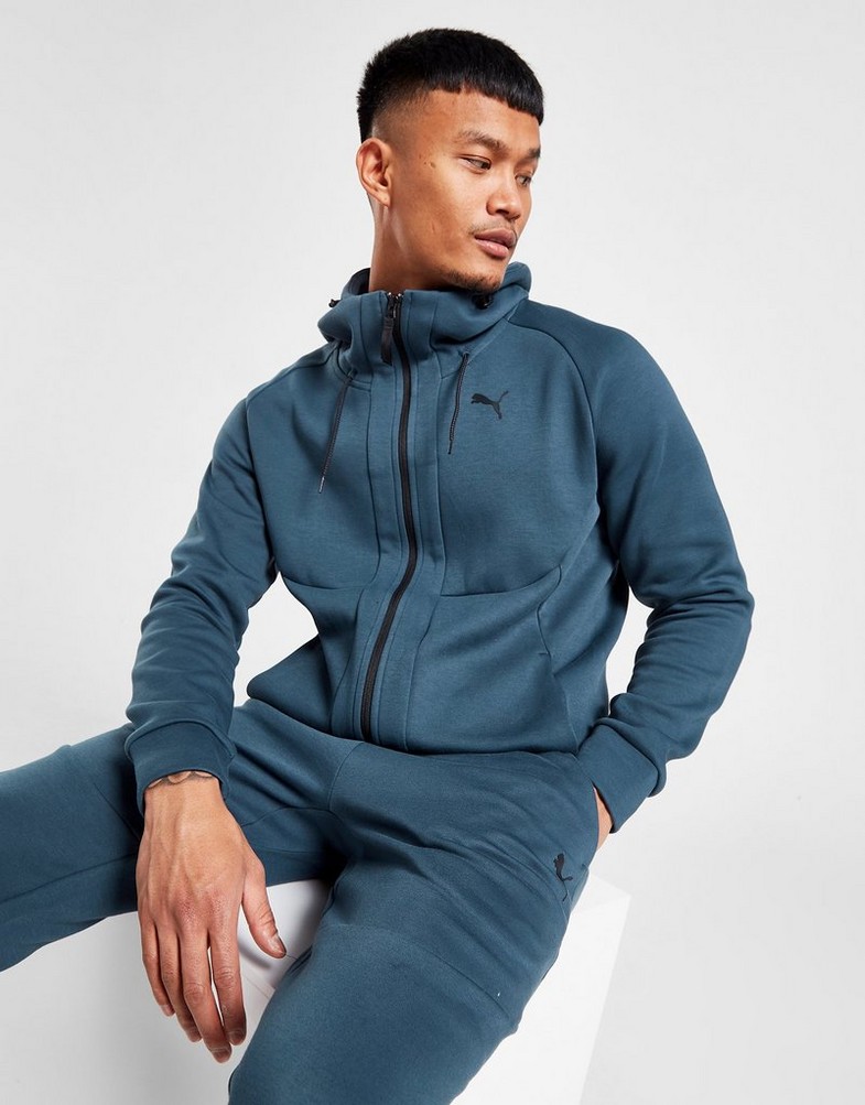 Bluza męska PUMA Z KAPTUREM PUMATECH FULL ZIP HOODIE 53828216 Niebieski