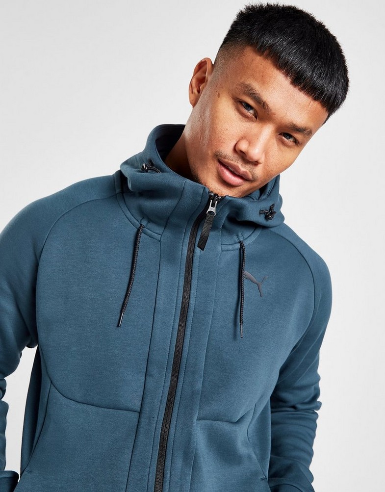 Bluza męska PUMA Z KAPTUREM PUMATECH FULL ZIP HOODIE 53828216 Niebieski