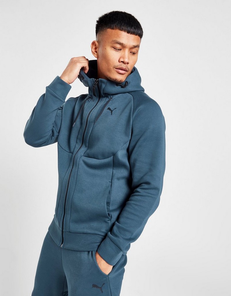 Bluza męska PUMA Z KAPTUREM PUMATECH FULL ZIP HOODIE 53828216 Niebieski