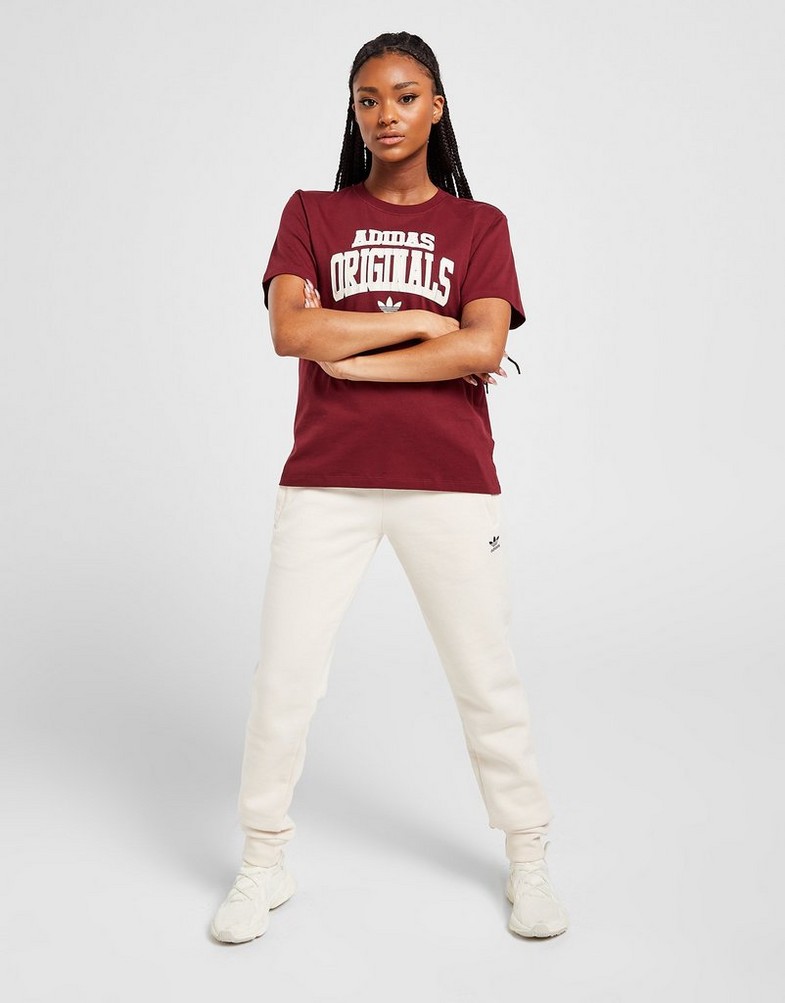 Koszulka, t-shirt damski ADIDAS T-SHIRT V'SITY TEE BURG/WHT II8450 Bordowy