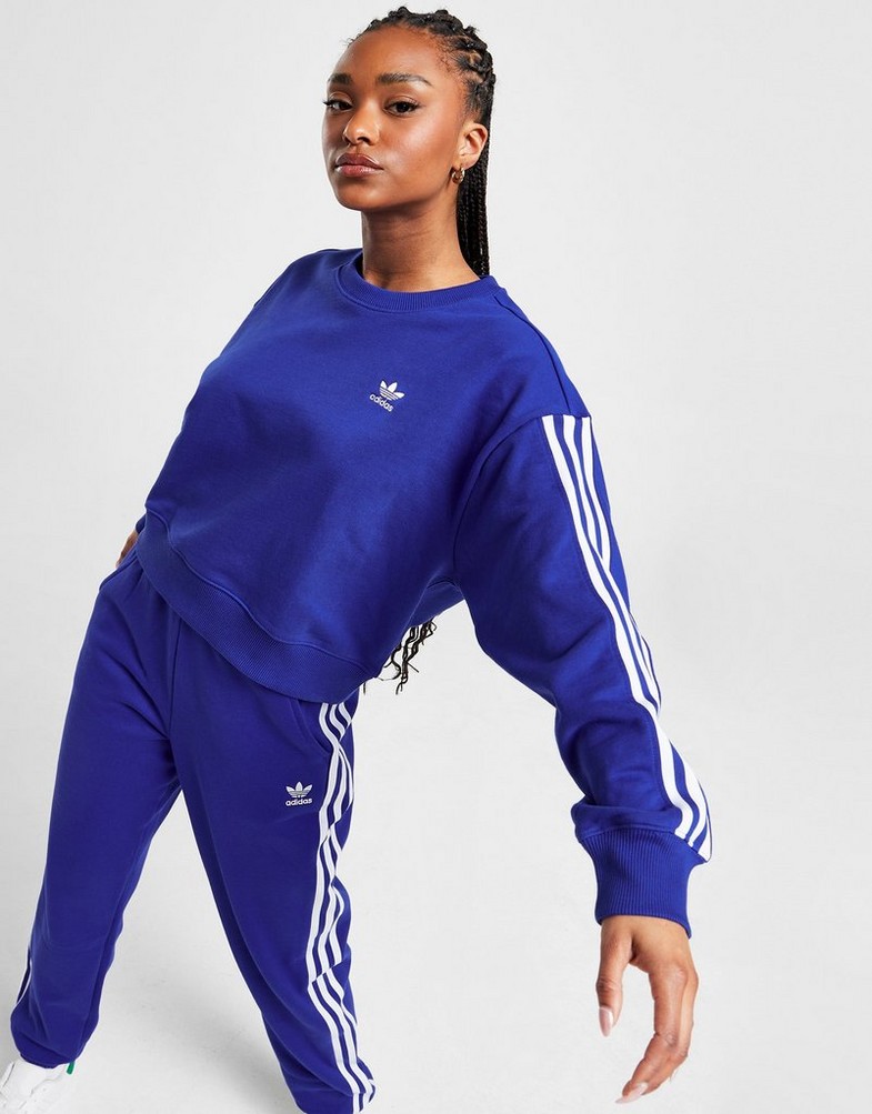Bluza damska ADIDAS BLUZA 3S BOXY CREW BLU SWEATSHIRT IB7397 Niebieski